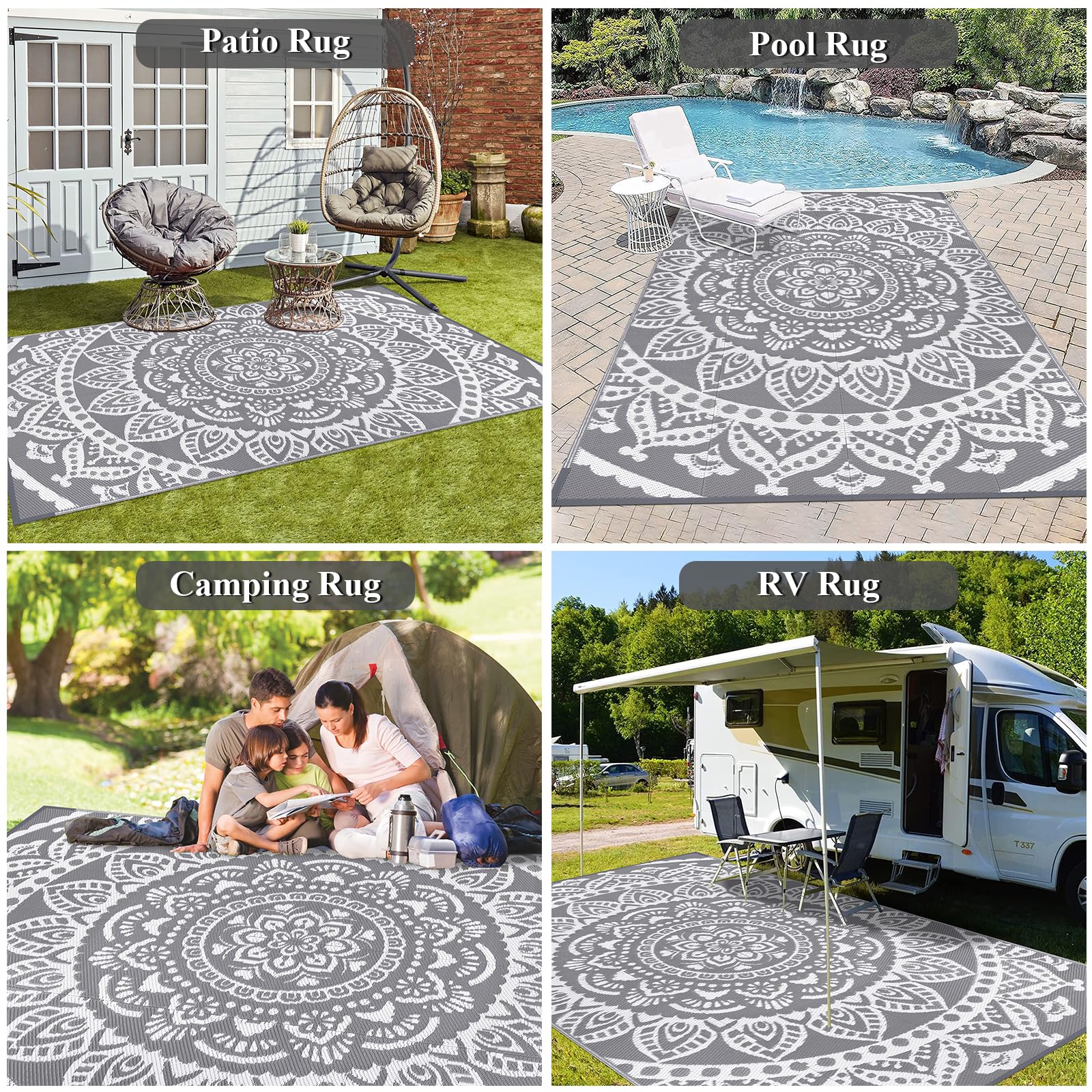 Bsmathom backyard garden rug UV resistant grey, keeps color bright outdoors