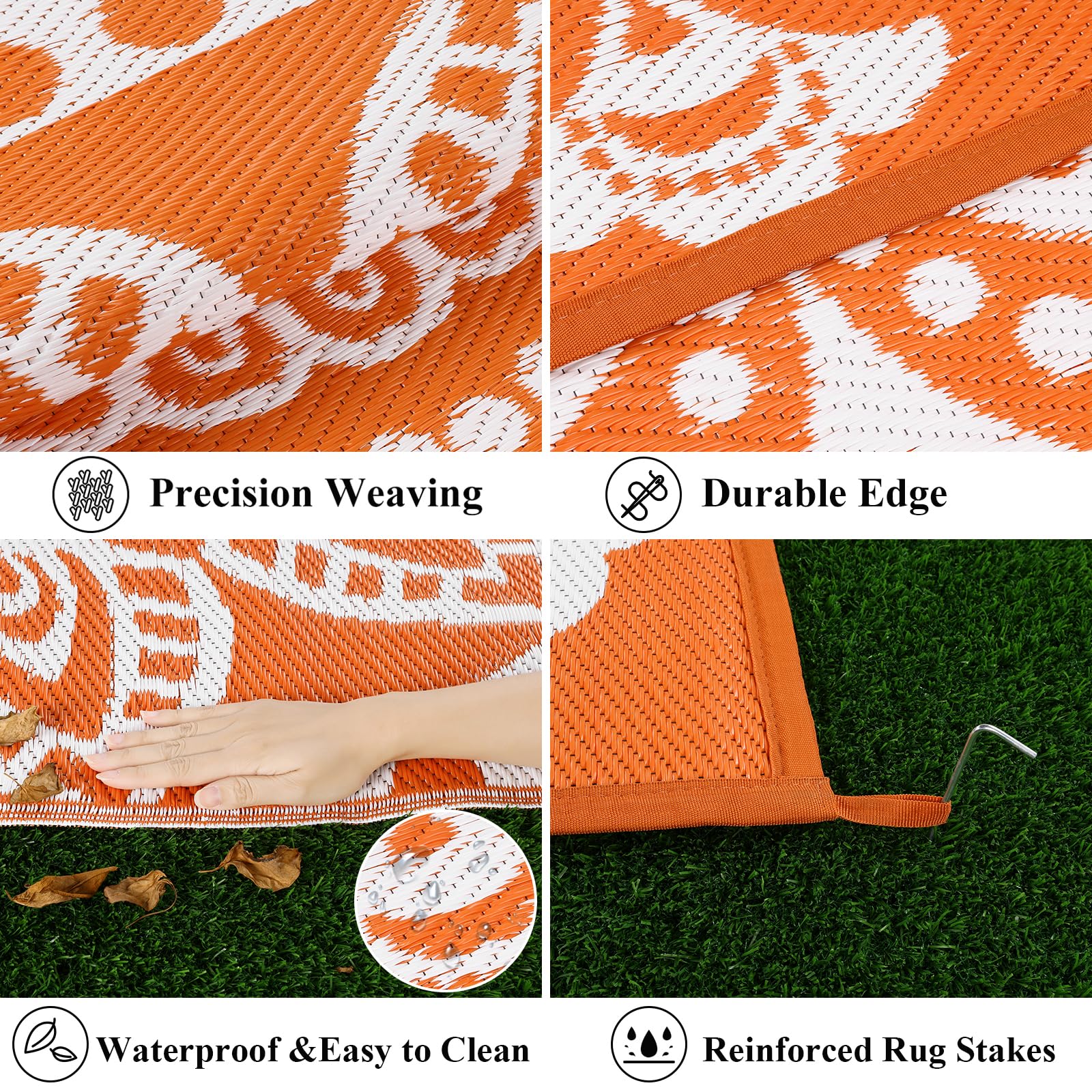 Bsmathom easy-clean rug great for quick wipe-down after outdoor meals.