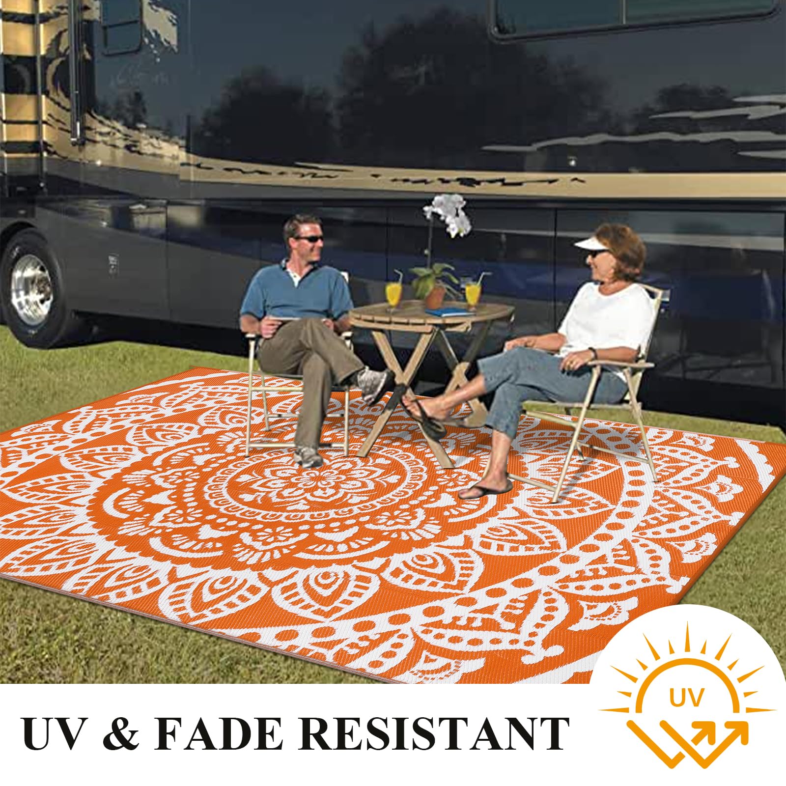 Bsmathom lightweight rug folds for easy packing and travel.