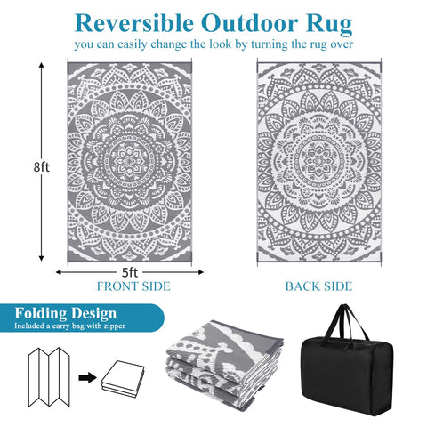 Bsmathom patio rug waterproof grey, easy to clean and maintain outdoors