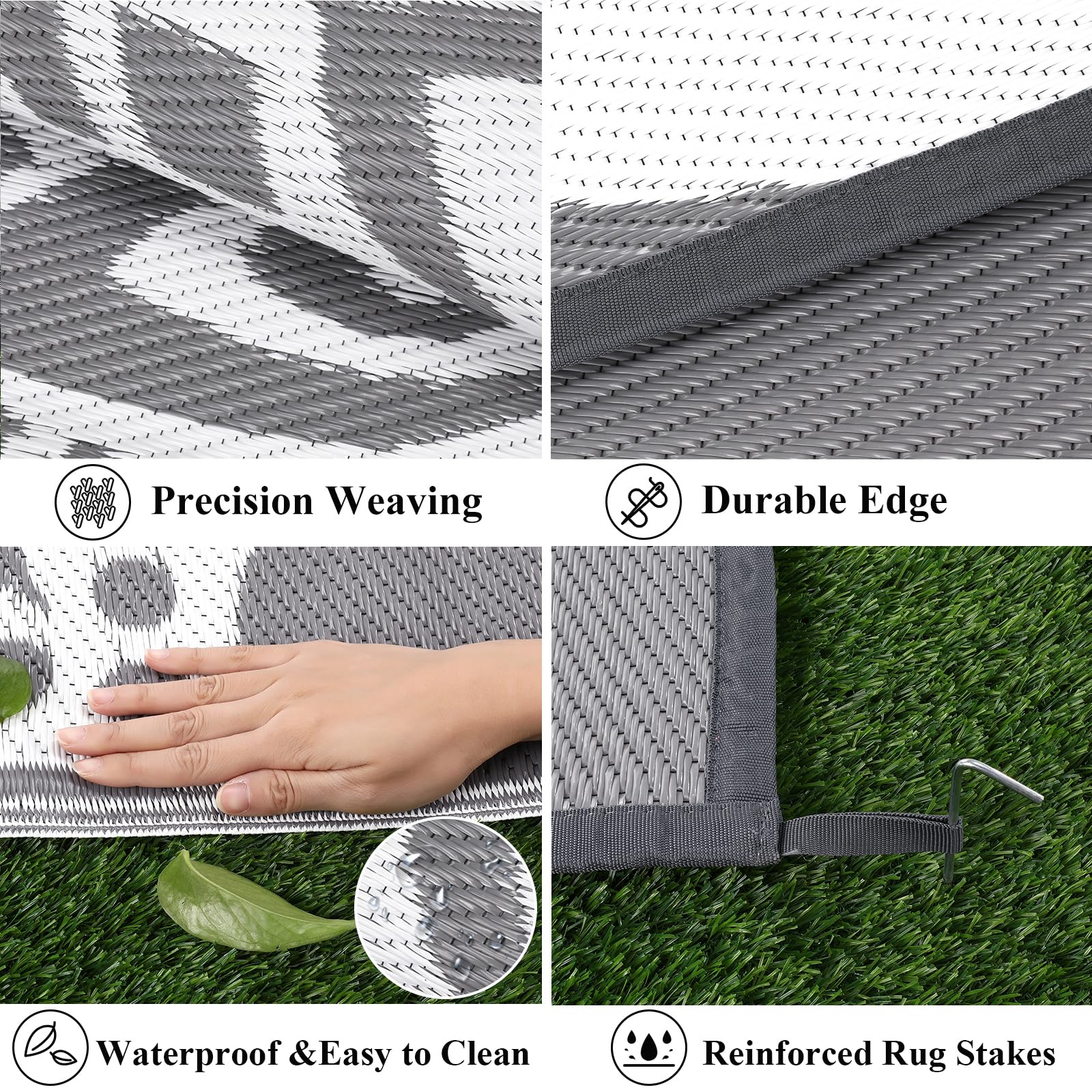 Bsmathom portable beach patio mat grey, ideal for picnics and sunbathing