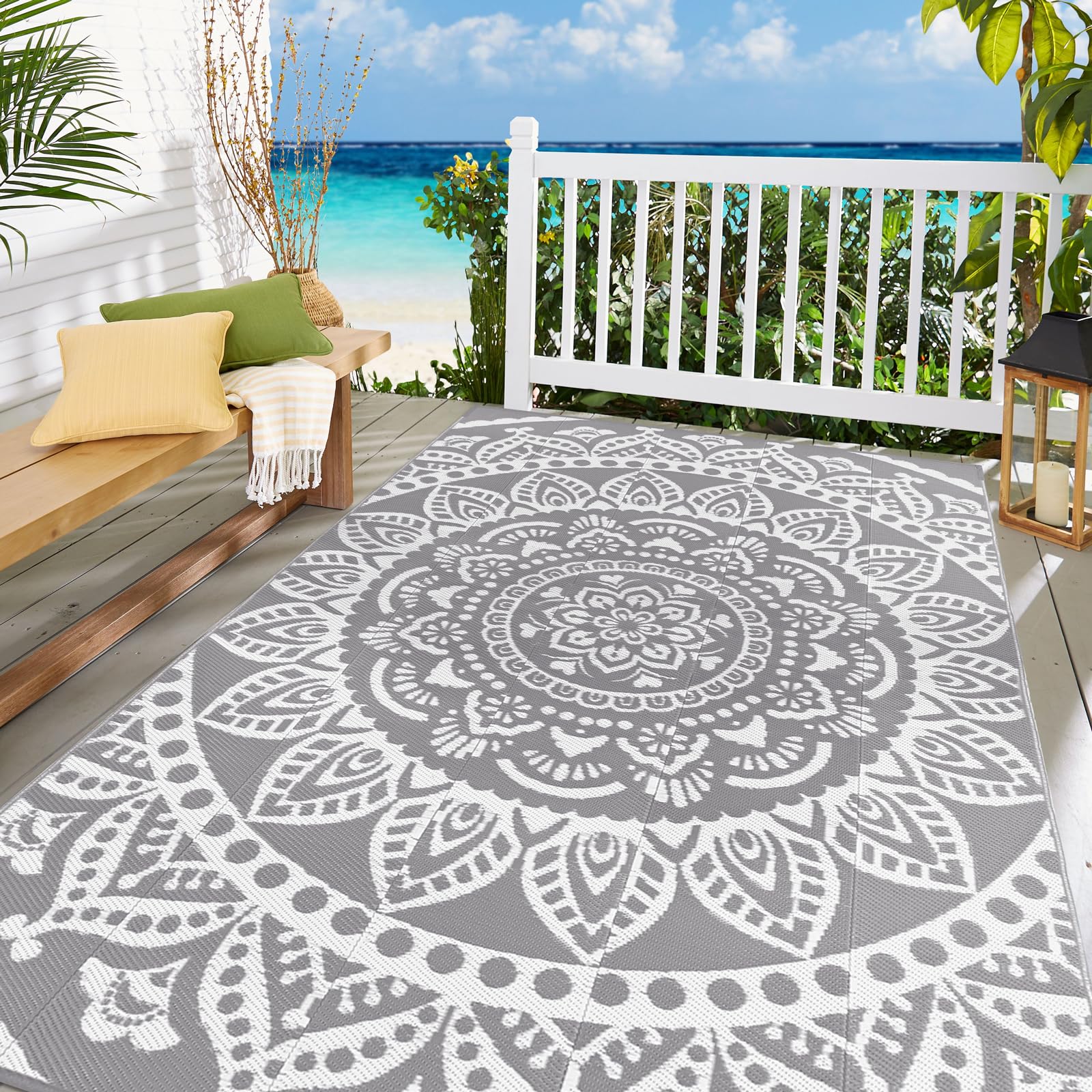 Bsmathom portable rug with middle seam for easy folding.