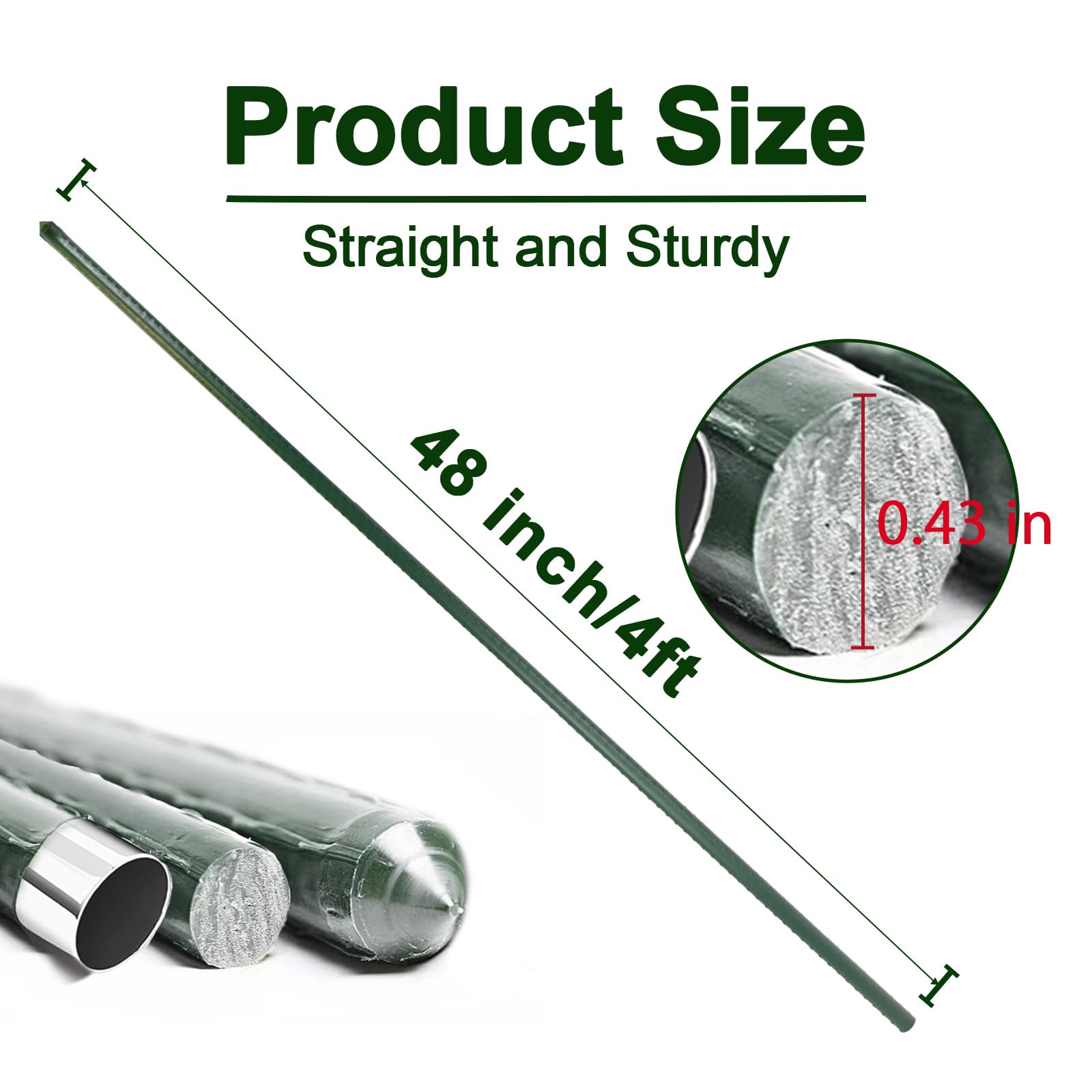 BSMOULFA 48-inch resin-coated plant stake resists rust and weather.