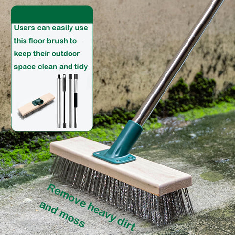 BSMstone solid wood head floor scrubber for durable outdoor cleaning