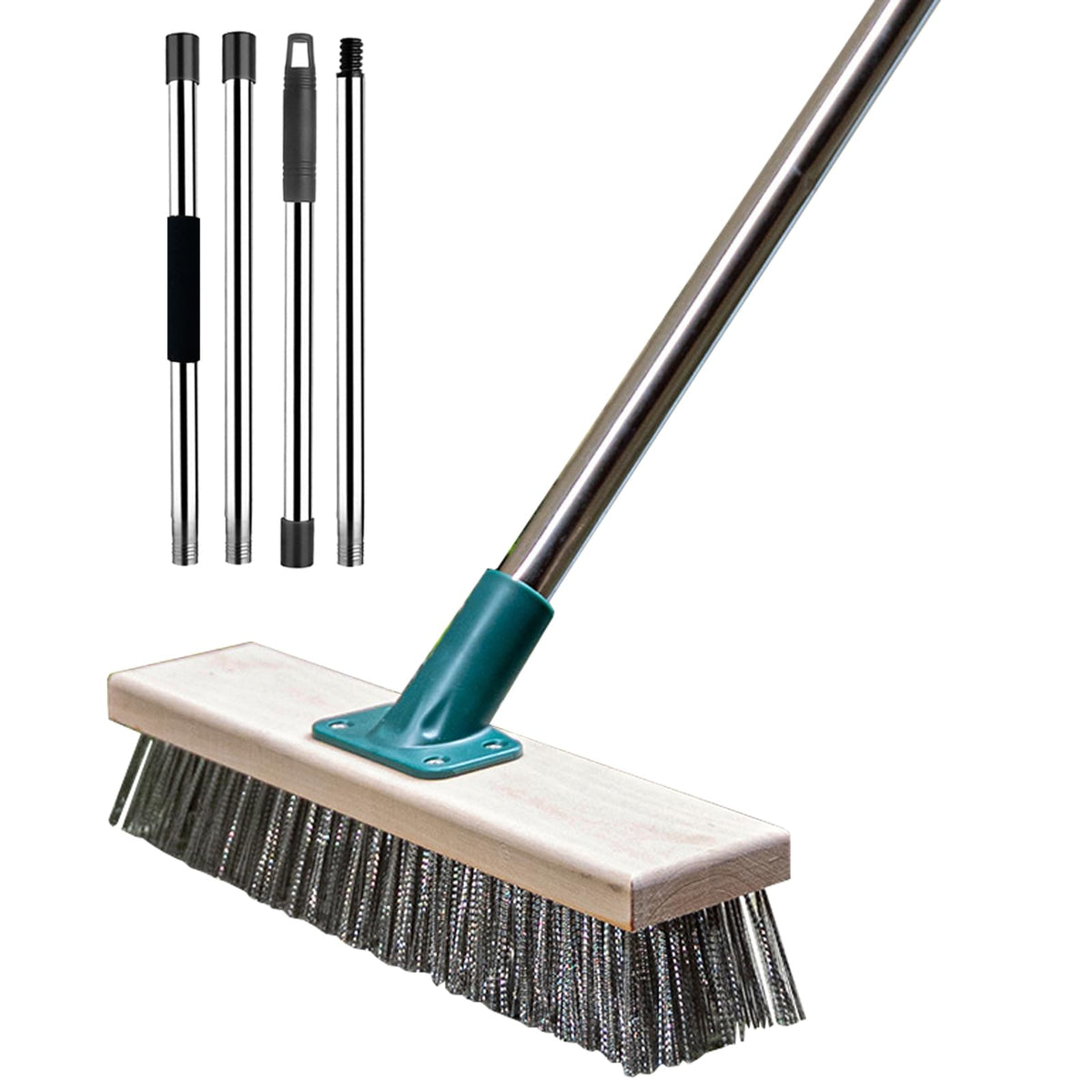 BSMstone stainless steel wire brush with long handle for deck cleaning and moss removal