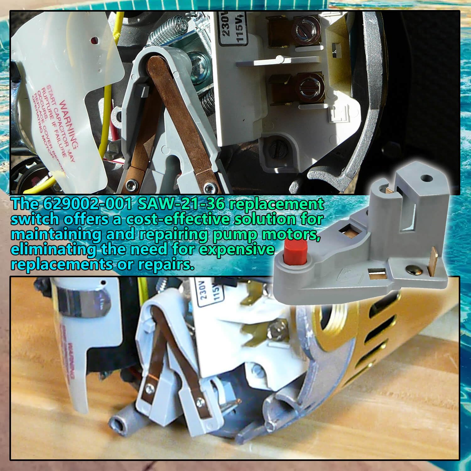 BSNOVT pump electrical component close-up, durable materials for longevity