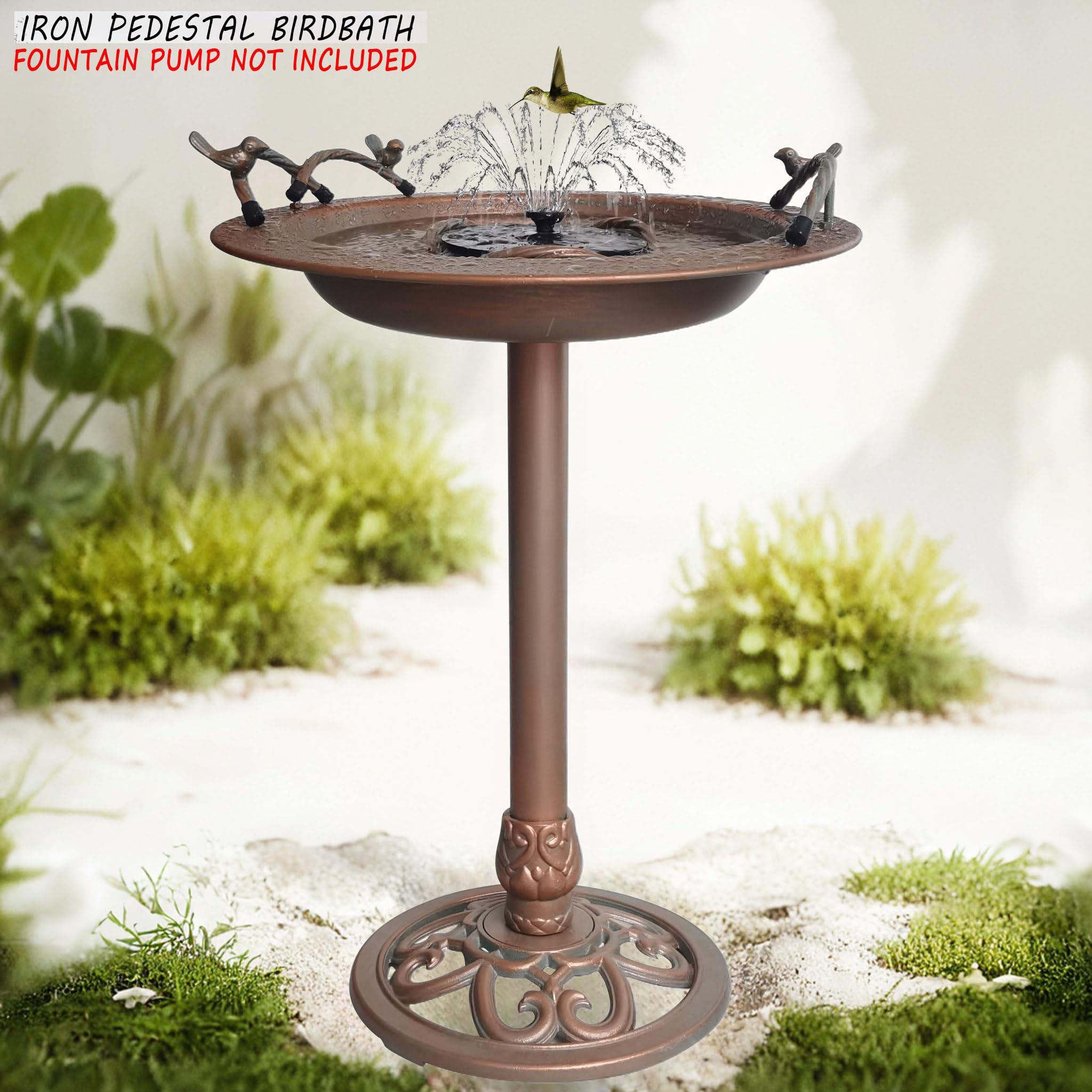 BSTGIFTS assembly steps shown for quick setup of sturdy birdbath