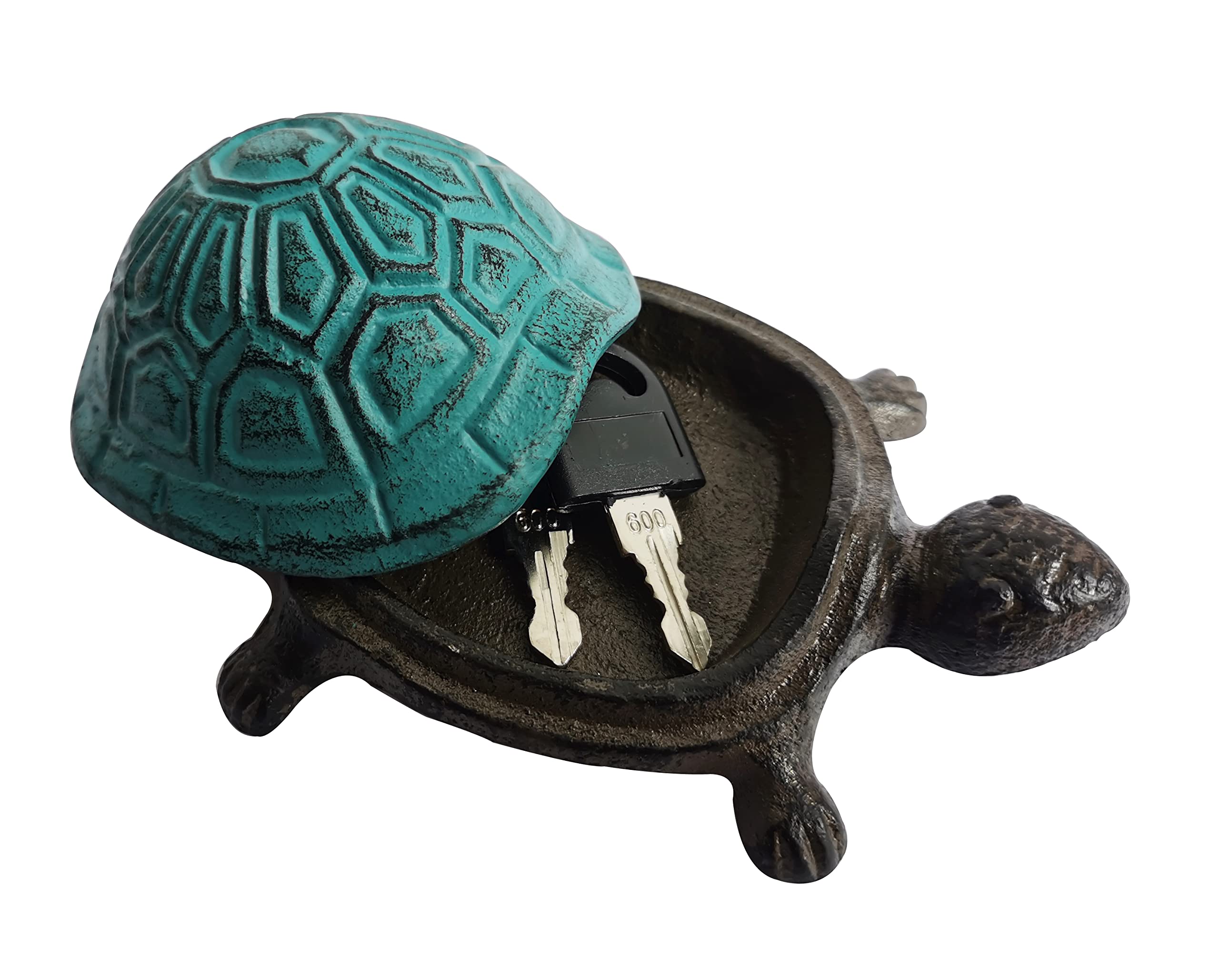 BSTGIFTS cast iron turtle key hider outdoors safely stores a spare key