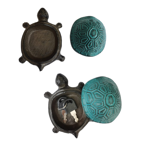 BSTGIFTS hidden key turtle blends with plants for discreet storage