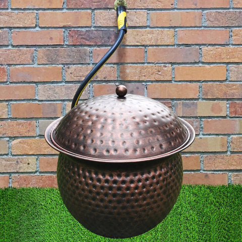 BSTGIFTS hammered copper finish hose pot adds rustic charm while protecting hoses