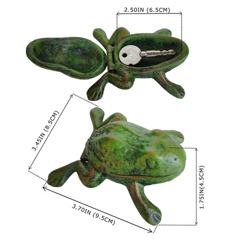 BSTGIFTS iron frog key hider is sealed and sturdy for weather-resistant outdoor placement.