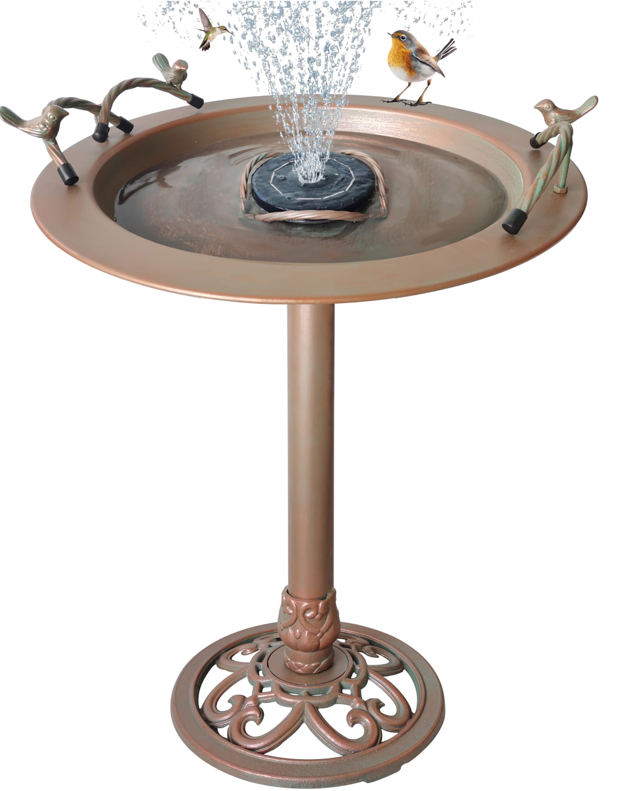 BSTGIFTS metal birdbath pedestal stands tall for a durable garden focal point