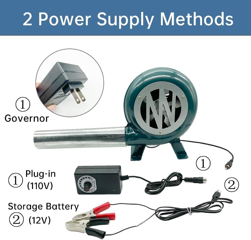 BSTJXDZ dual BBQ blower side action demonstrates controlled airflow for precise smoking temperatures.