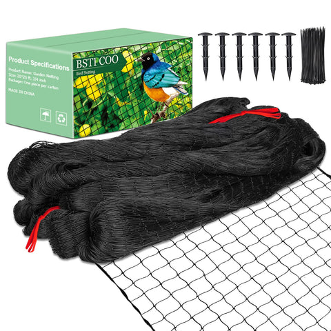 BSTPCOO bird netting protects crops from birds with durable nylon mesh.