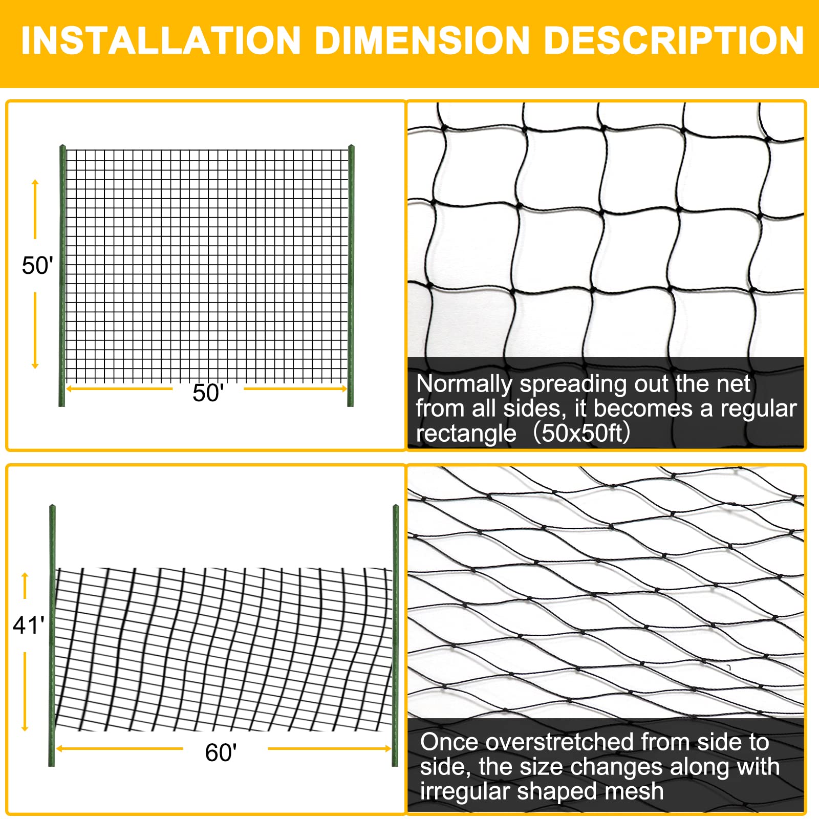 BSTPCOO 50x50 net can be cut to size with scissors without fraying