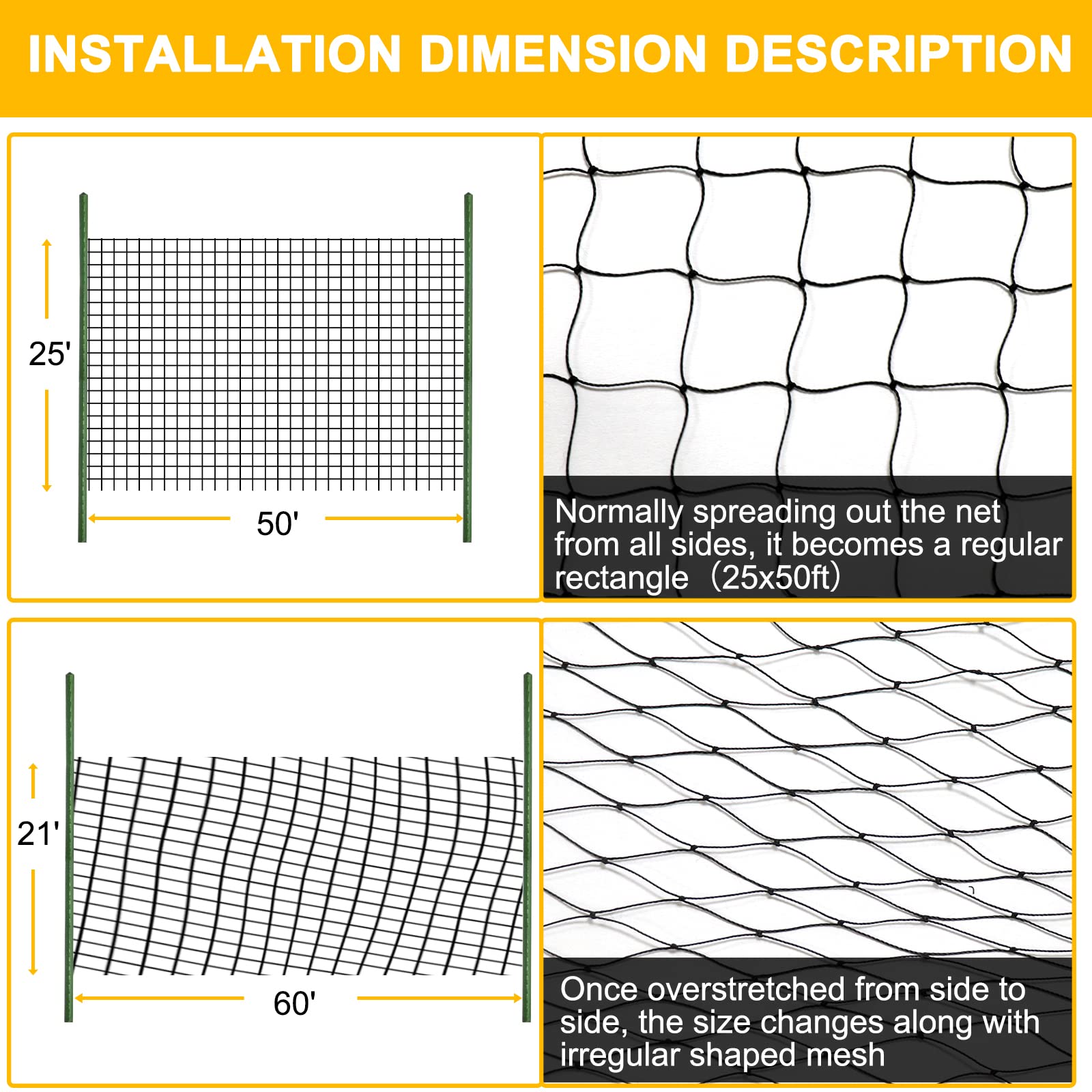 BSTPCOO Netting Stakes Ties Included for quick, secure setup.