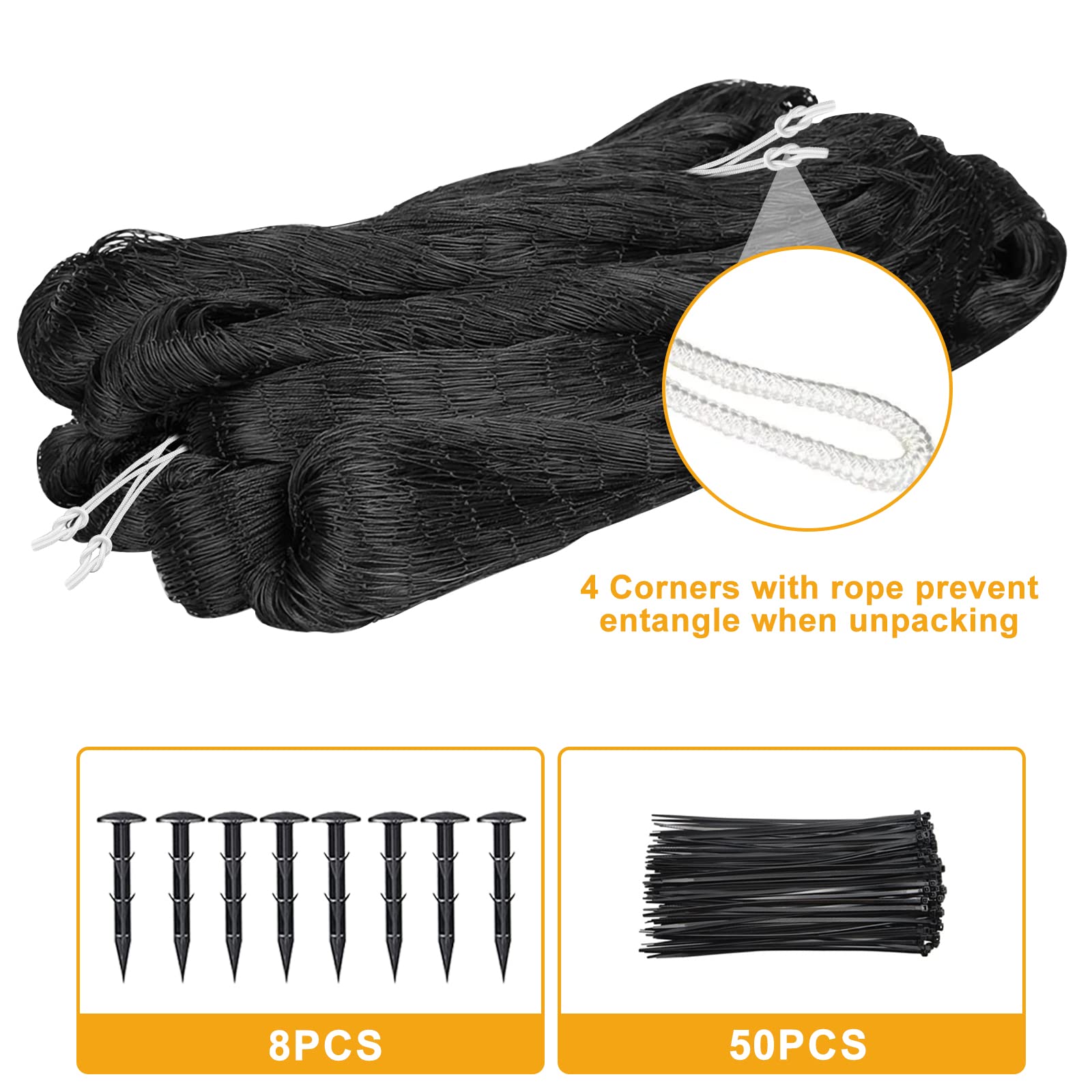 BSTPCOO Nylon Bird Netting 1-inch mesh guards fruit trees while allowing airflow.