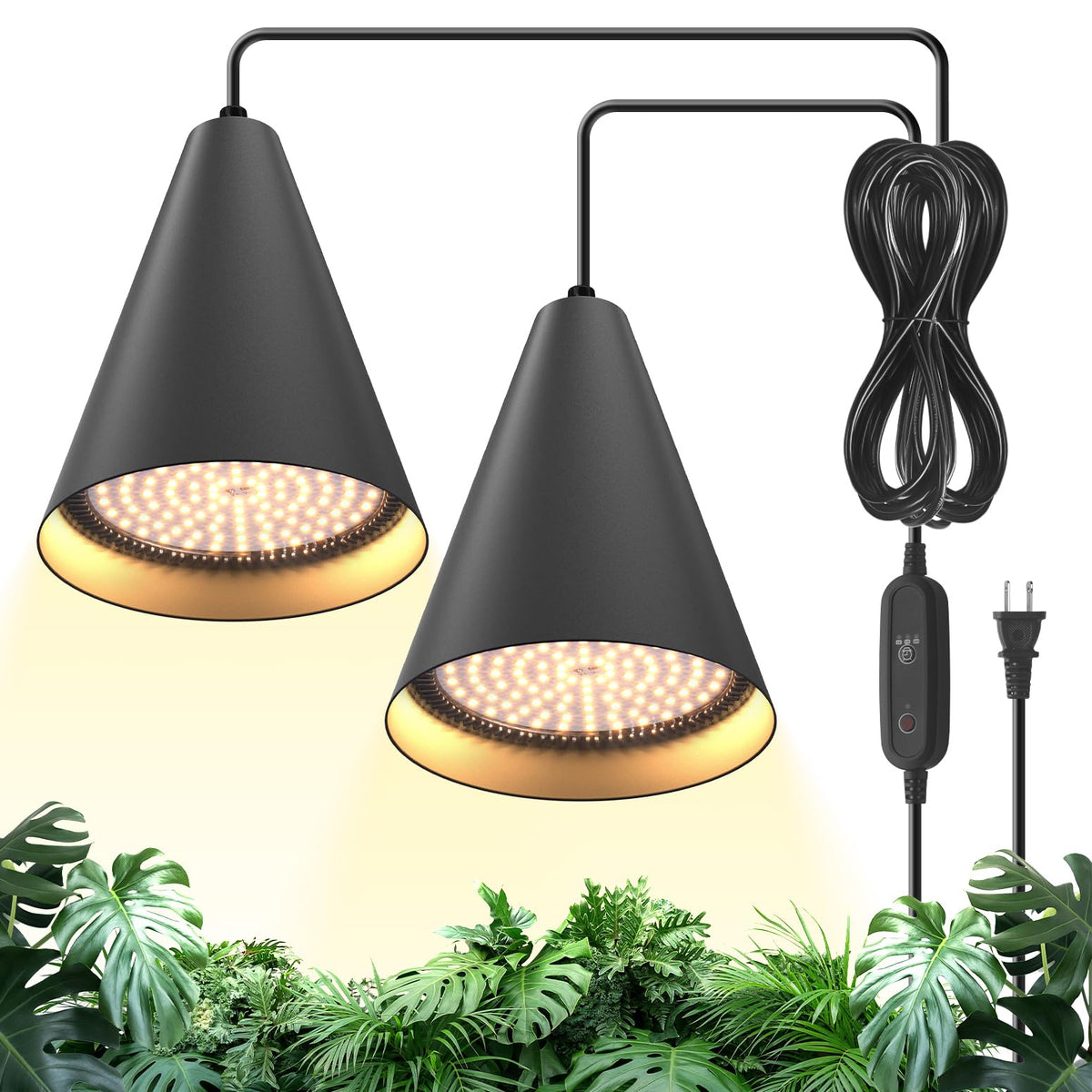 Bstrip 50W double-head grow light powers two bulbs for even indoor coverage.