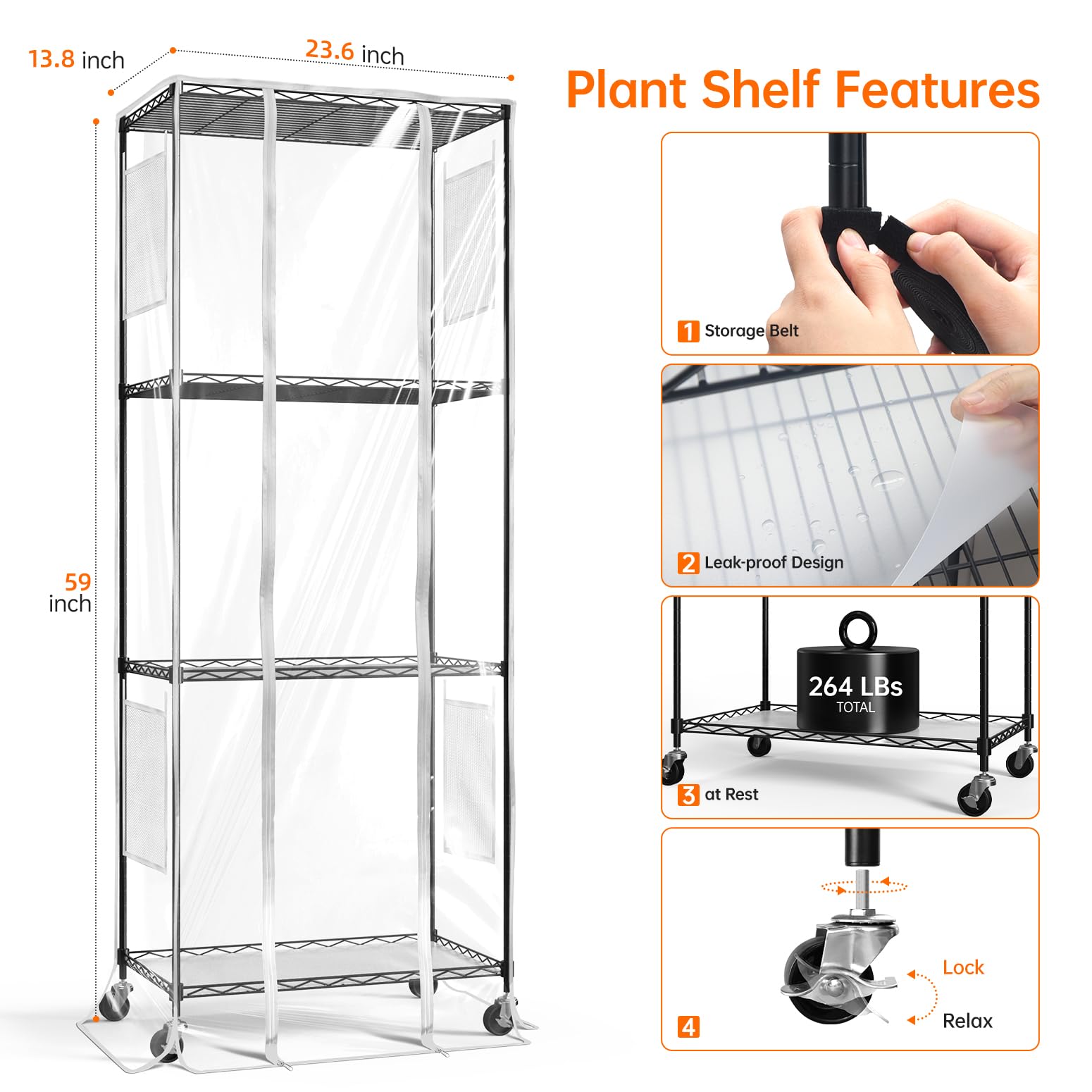 Bstrip 59-inch plant shelf supports tropical plants and microgreens.