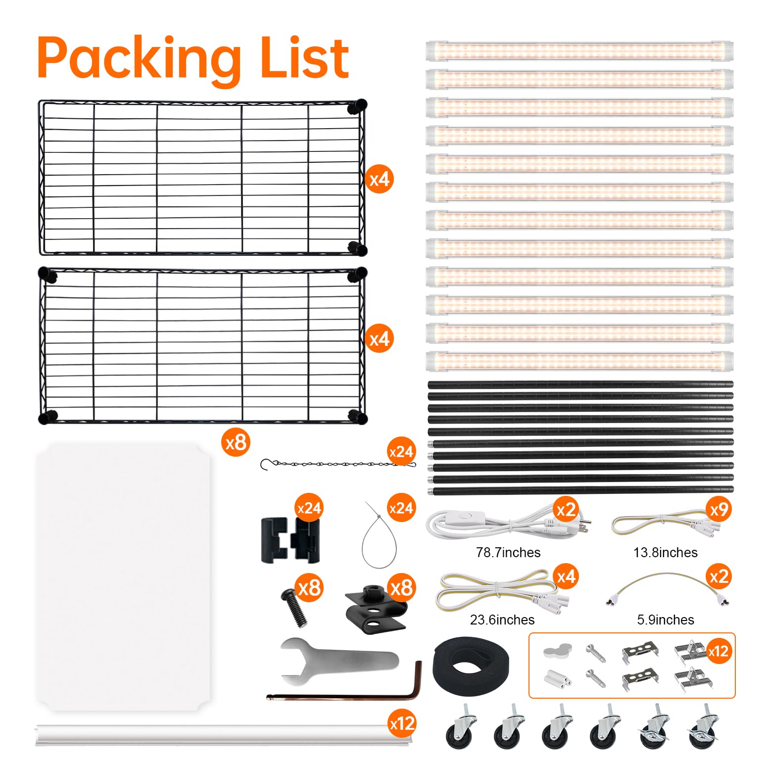Bstrip accessory kit for grow light and shelf integration