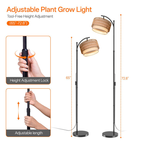 Bstrip adjustable stand height adapts to tabletop herbs or tall indoor trees.