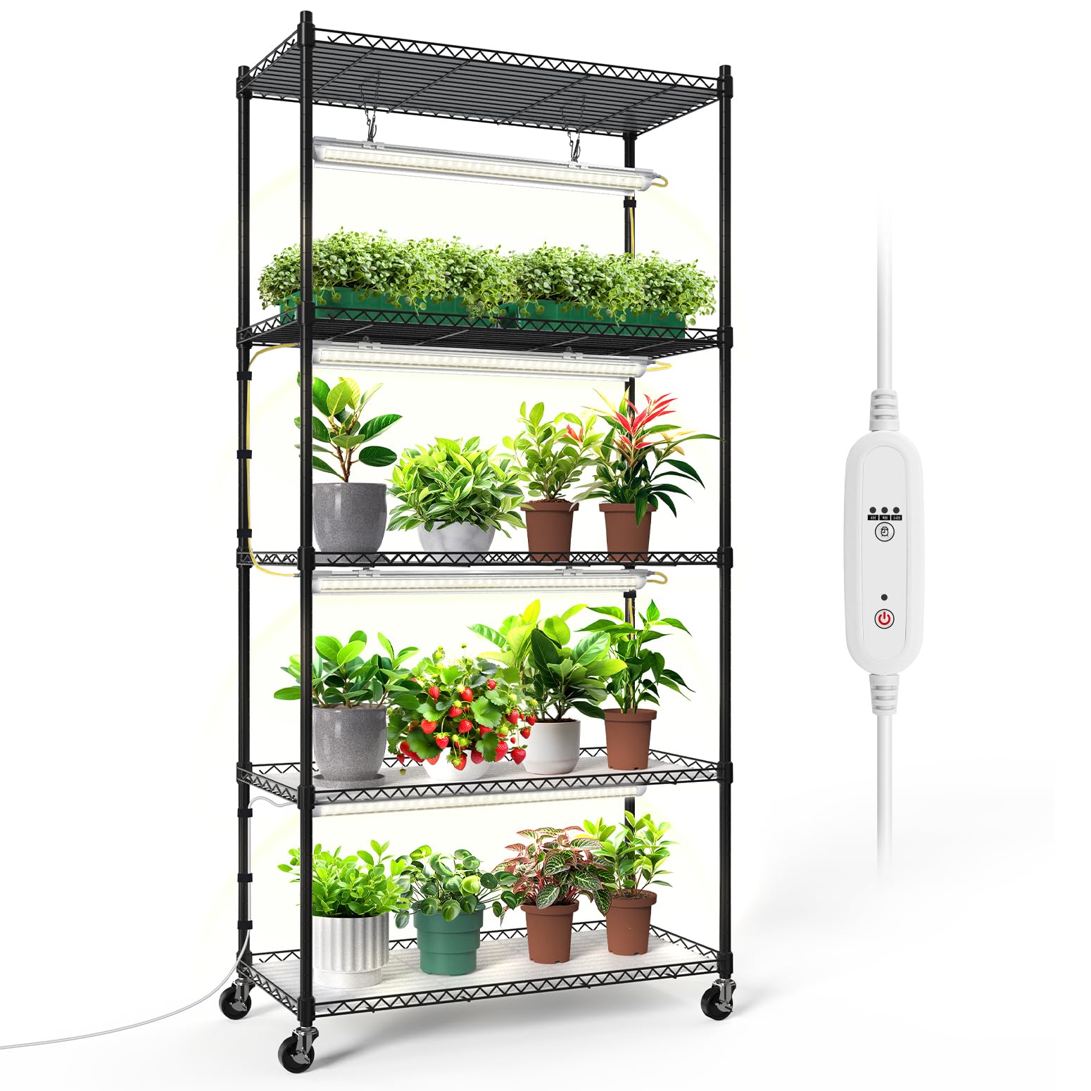 Bstrip Plant Shelf front view with grow light for indoor plants