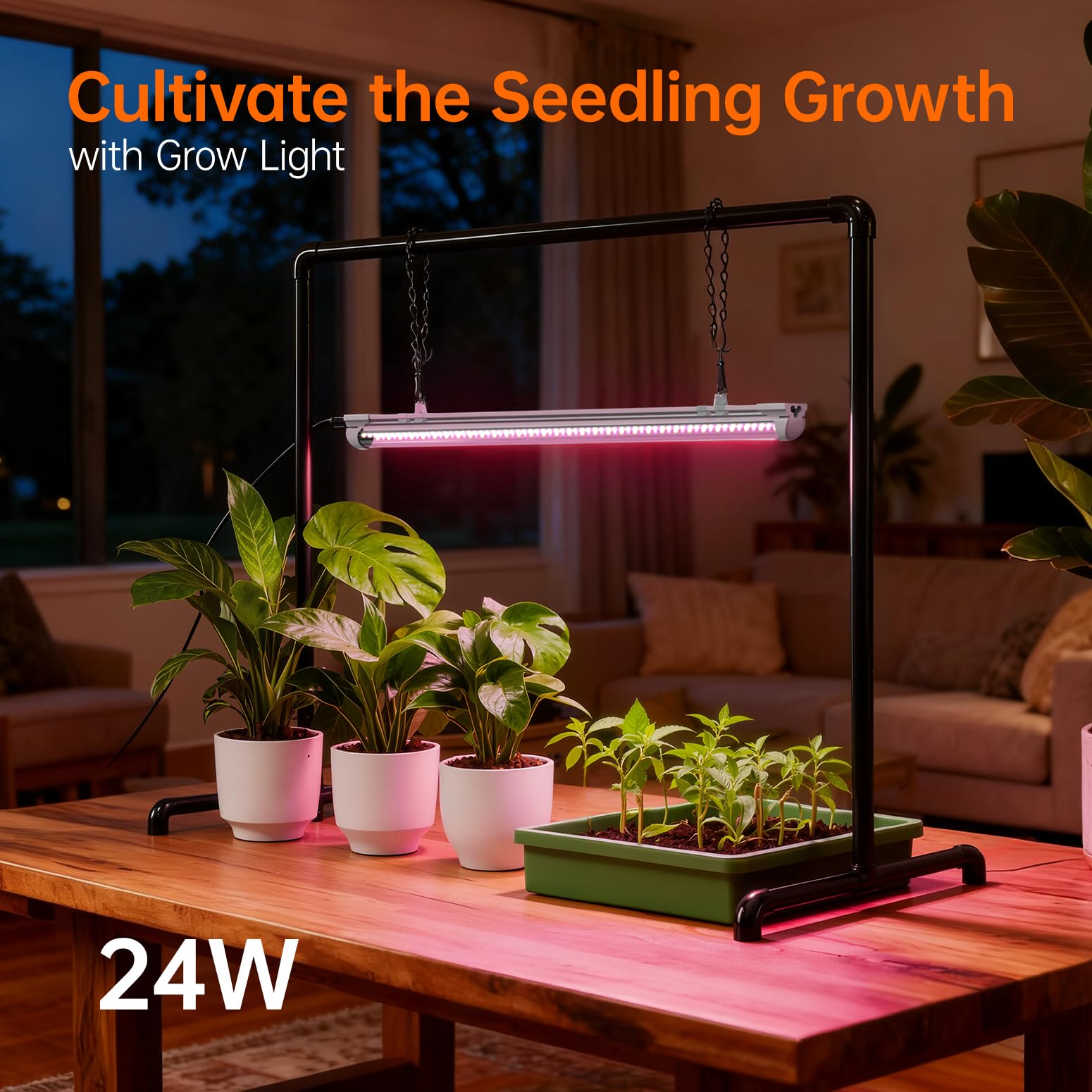 Height-adjustable range lets you position light precisely for healthier foliage.