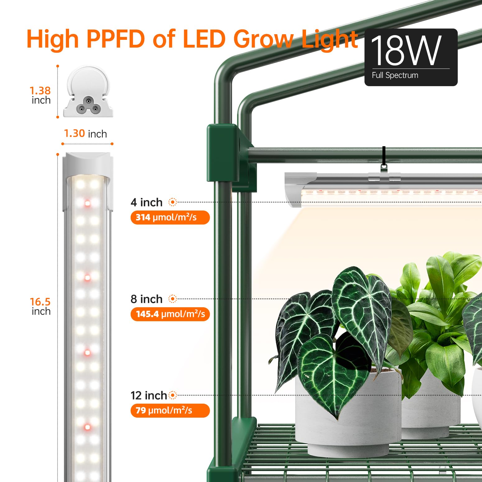 Bstrip four-tube grow lights deliver full spectrum with 660nm red for healthy foliage.