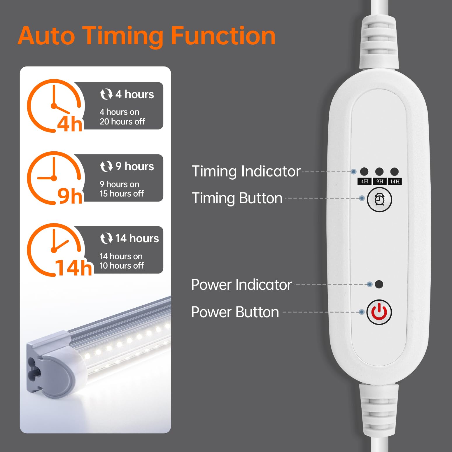 Bstrip Grow Light timer feature demonstrates automatic day-long care