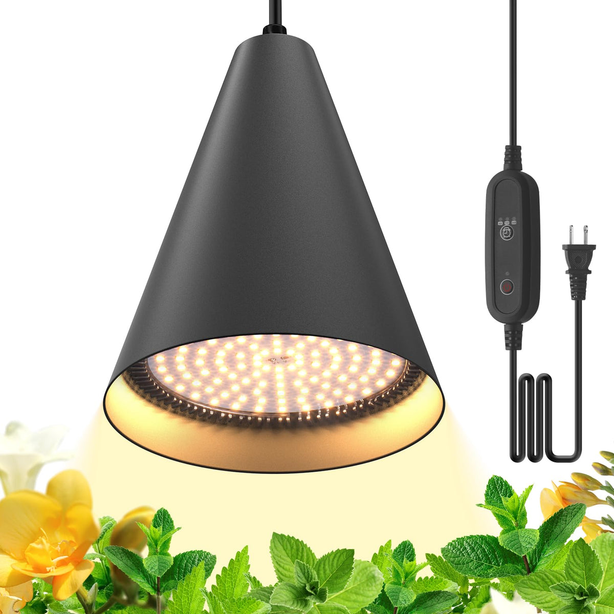 Bstrip hanging grow light close-up LED chip array boosts efficiency.