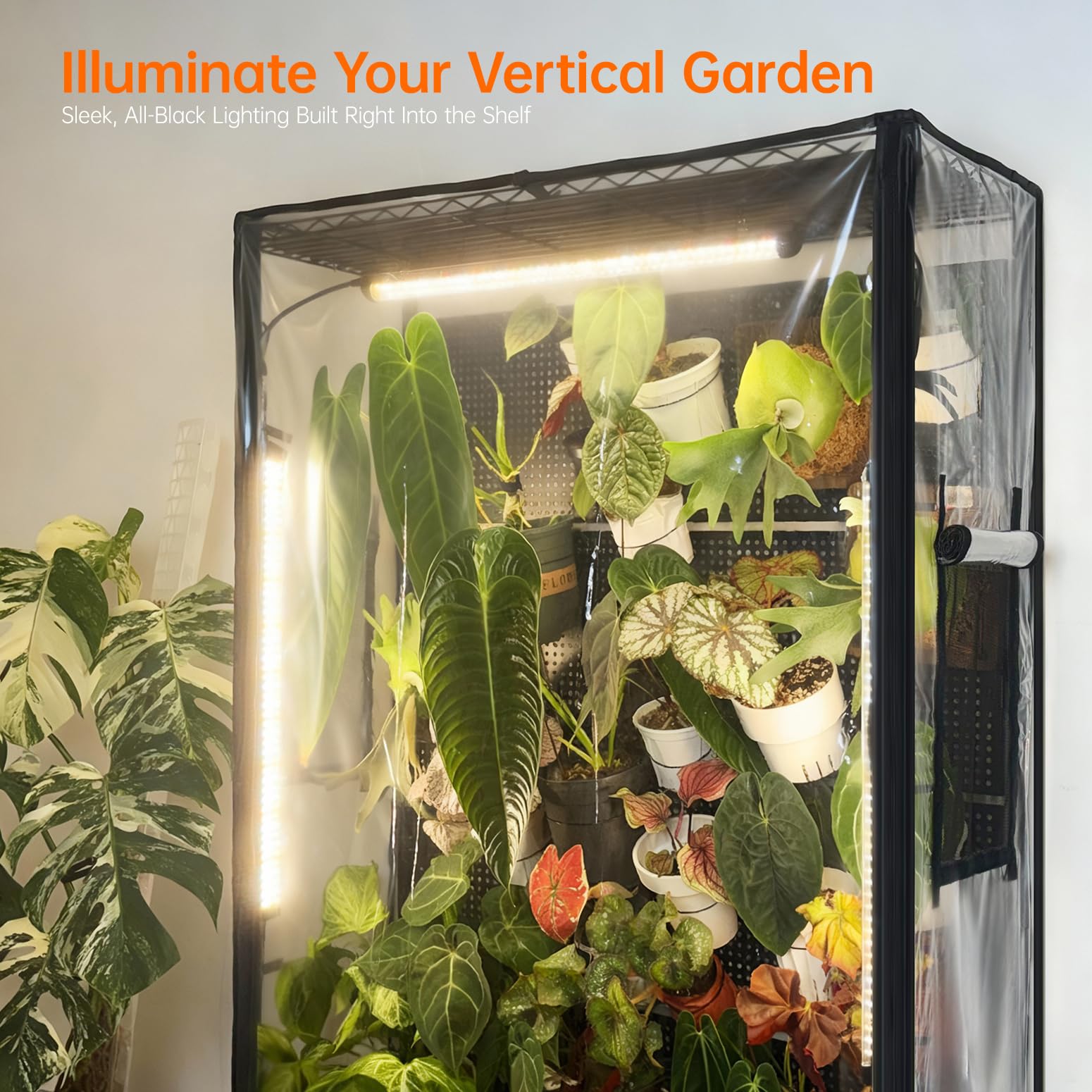 Adjustable vents in the cabinet improve airflow and plant health.