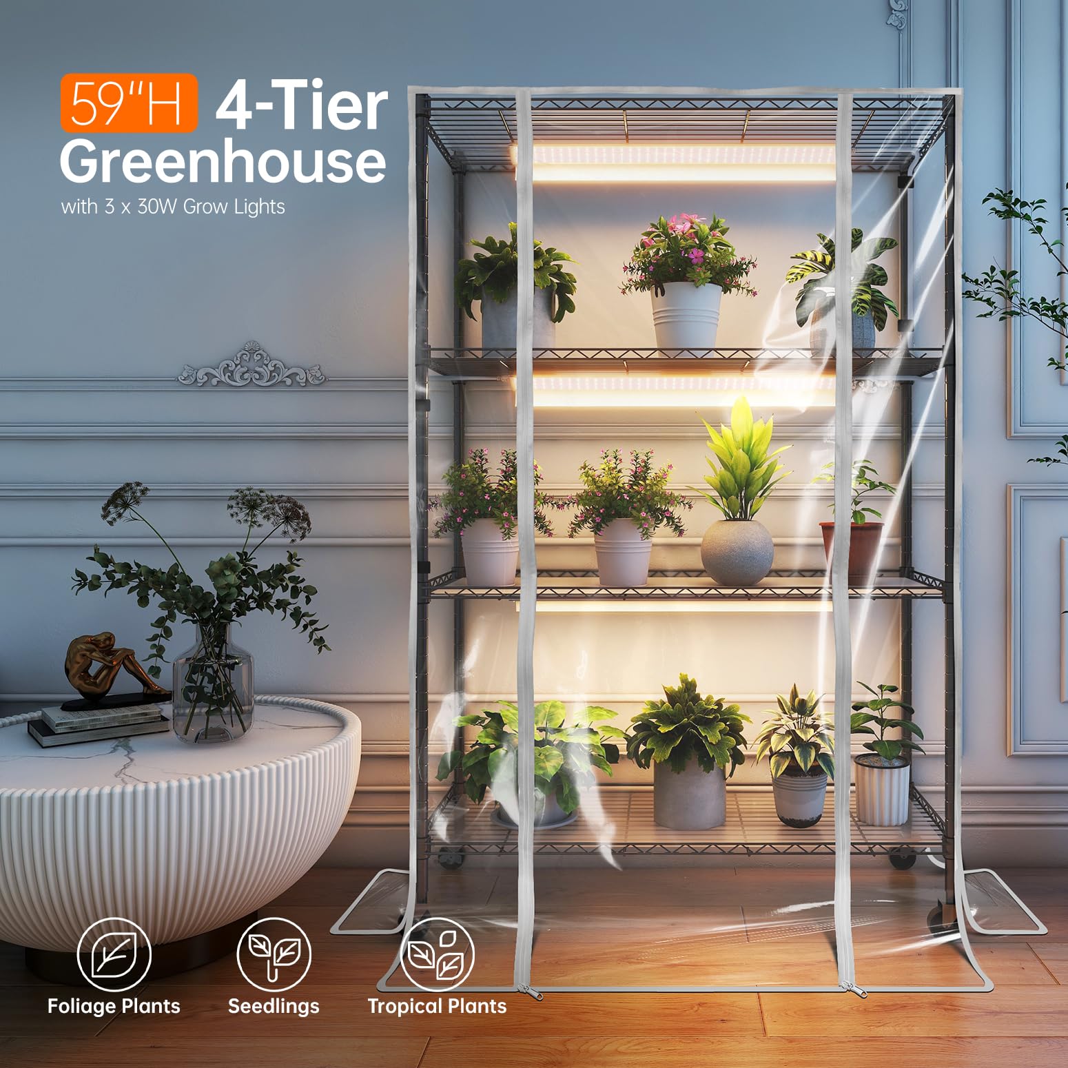 Bstrip Full-Spectrum Lights deliver even, healthy foliage growth.