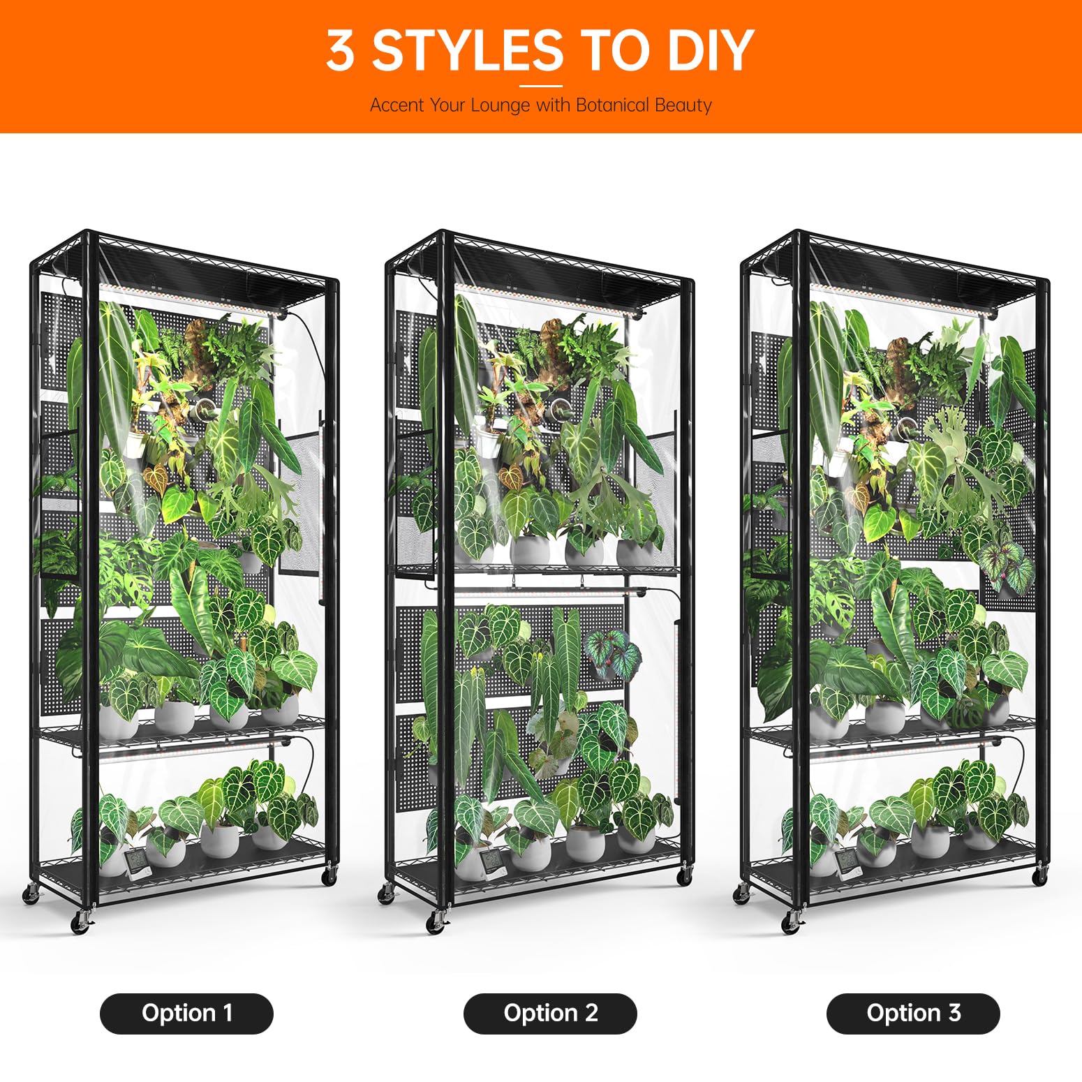 Hooks and wires let you hang pots for trailing greenery.