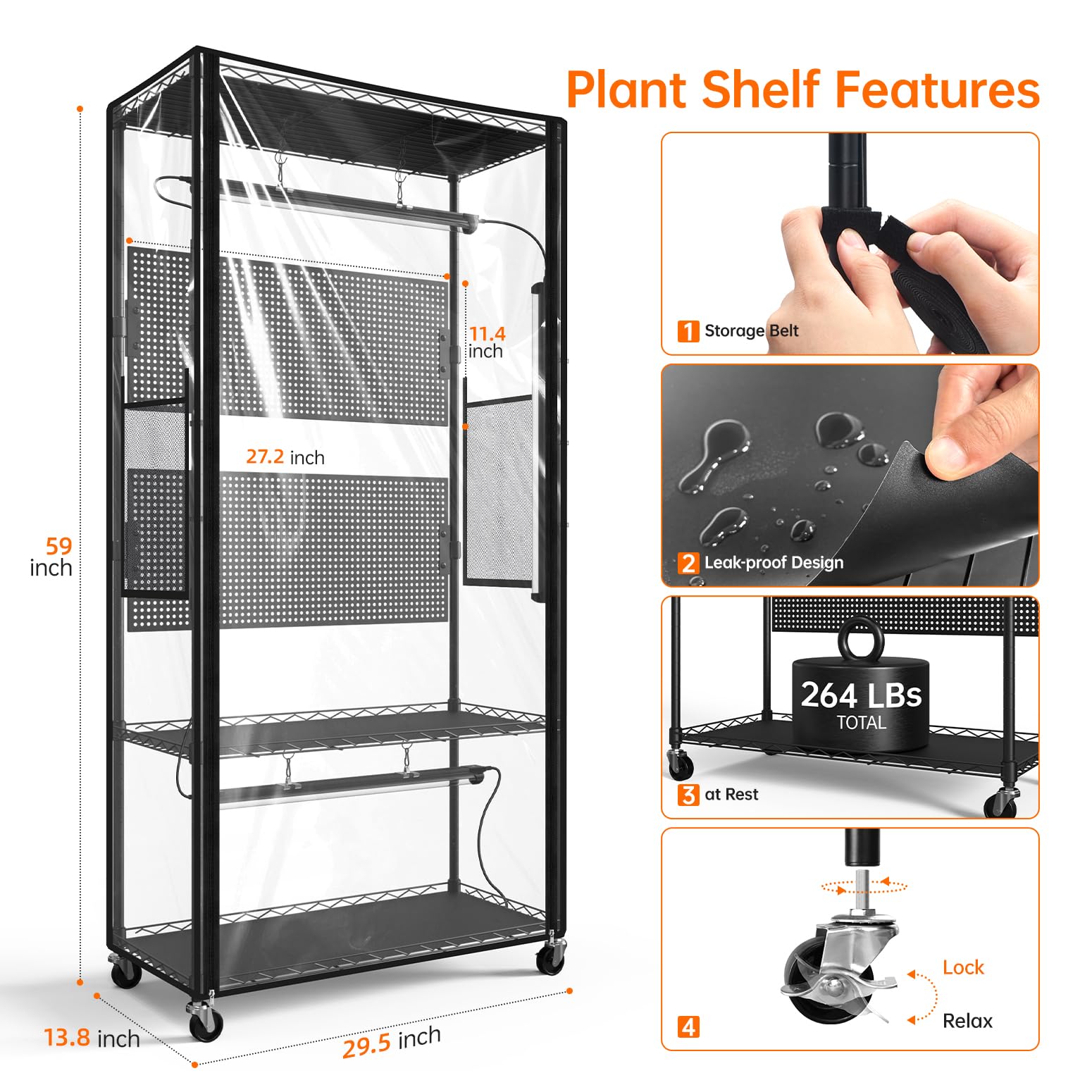 Bstrip cabinet design blends with home interiors while supporting thriving plants.