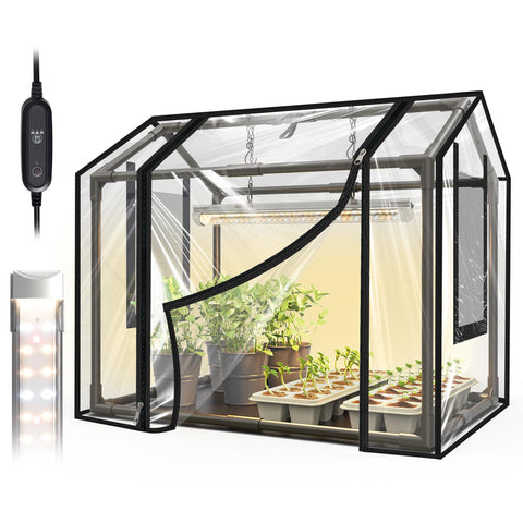 Bstrip indoor greenhouse with grow light supports seed starting and year-round indoor gardening