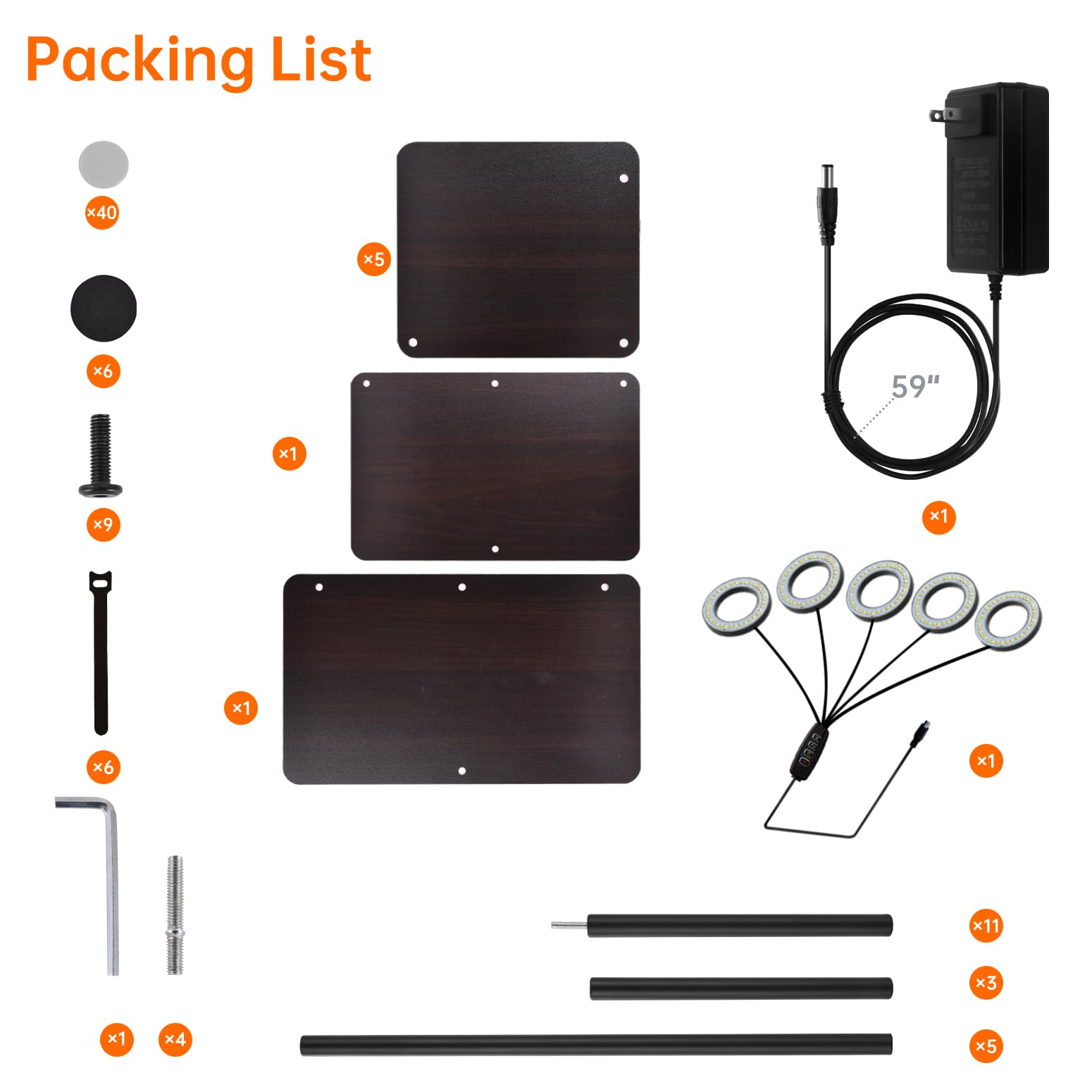 Bstrip non-slip feet and cable ties keep shelves stable and tidy