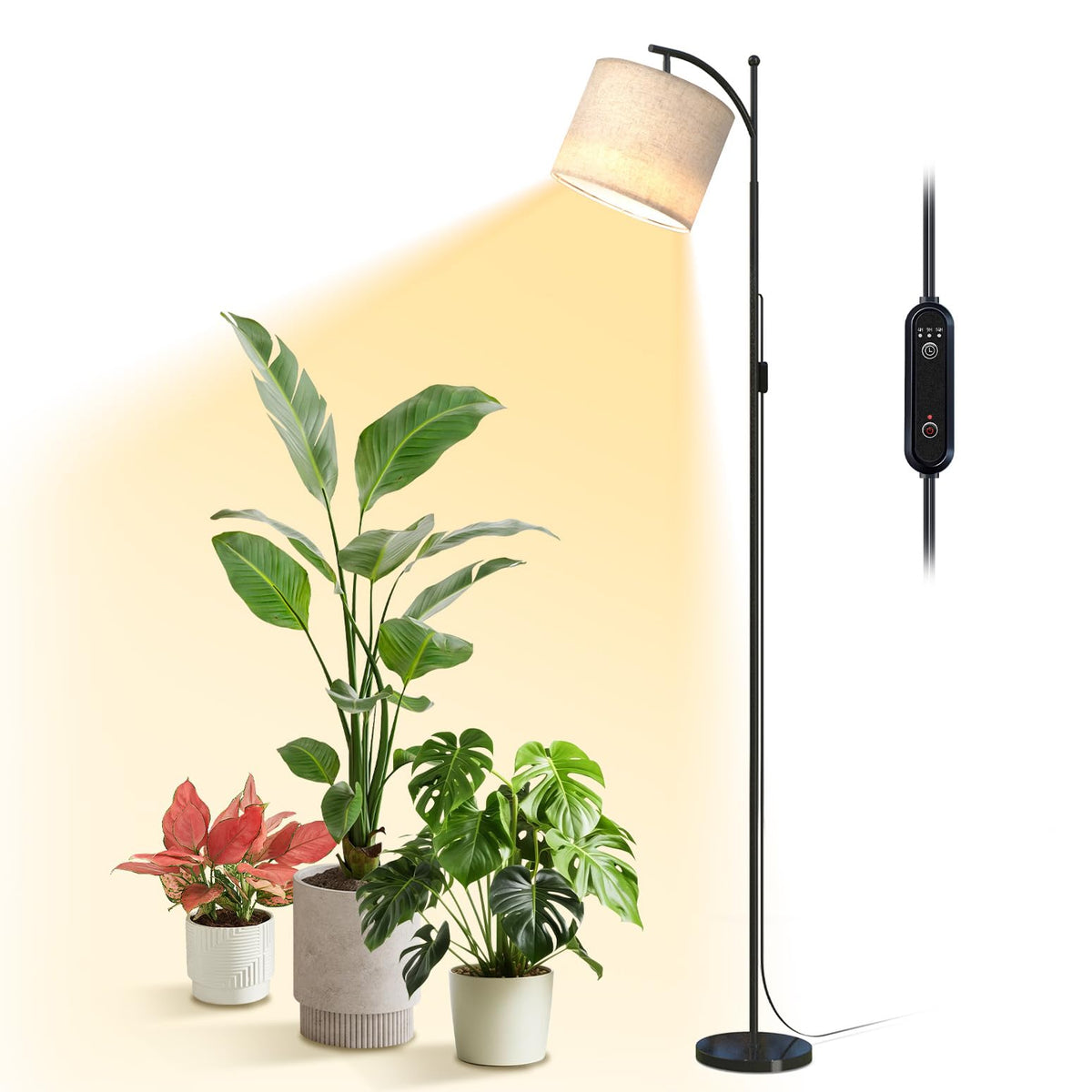 Bstrip plant light on a tall stand provides full-spectrum illumination for indoor seedlings