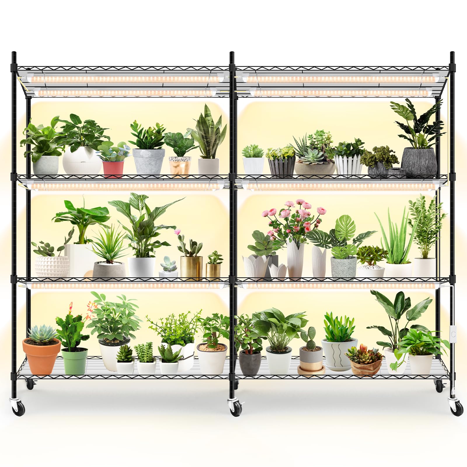 Bstrip plant shelf with grow light setup for efficient indoor gardening