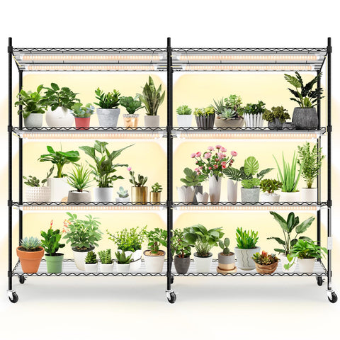 Bstrip plant shelf with grow light setup for efficient indoor gardening