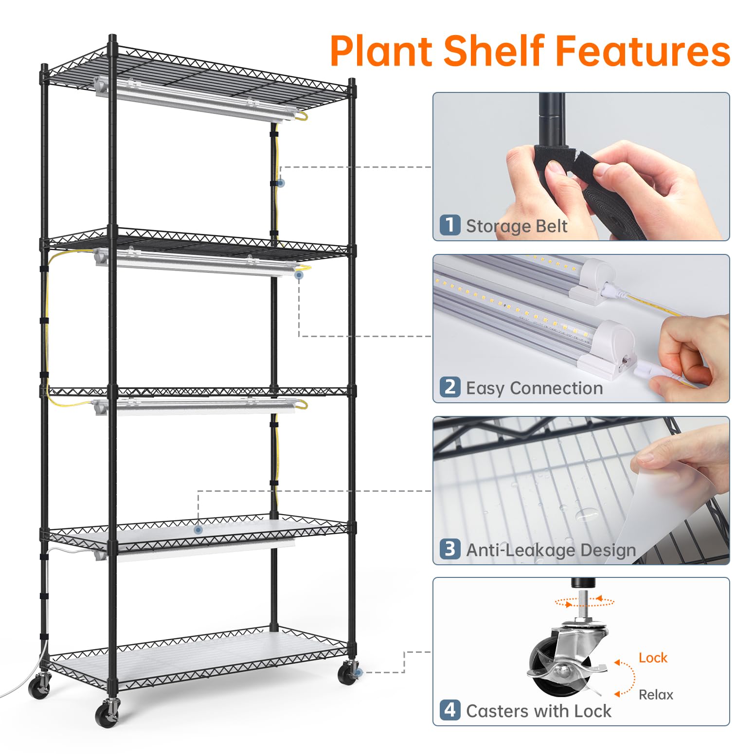 Bstrip Plant Shelf wheels in locked position for easy repositioning