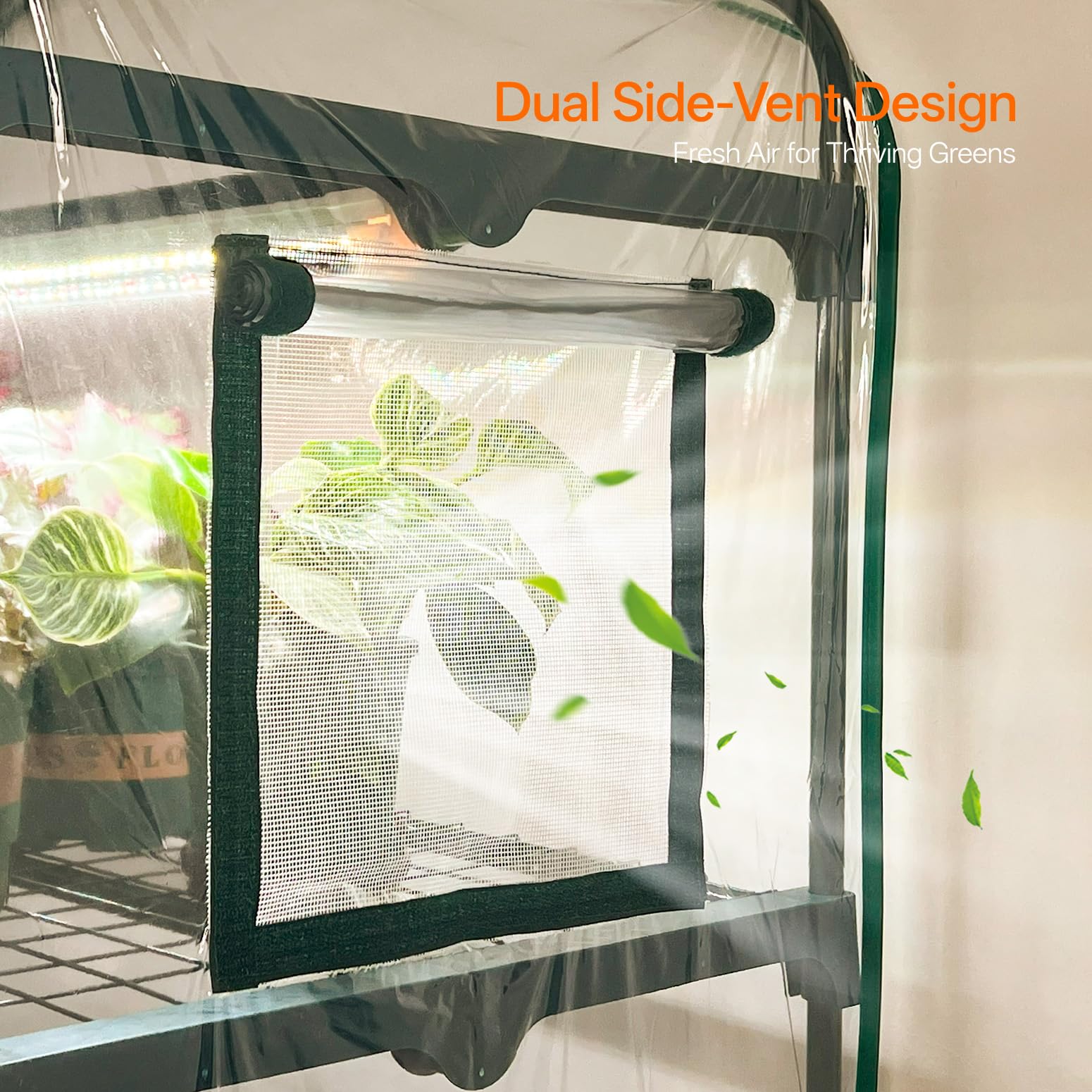 Bstrip PVC tent offers clear visibility to monitor plant progress.