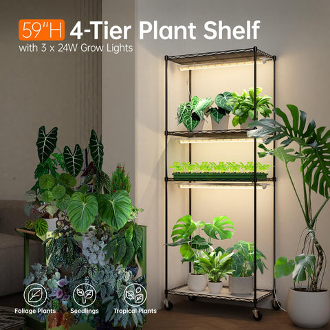 Bstrip seed starting rack with timer powers on the grow lights automatically