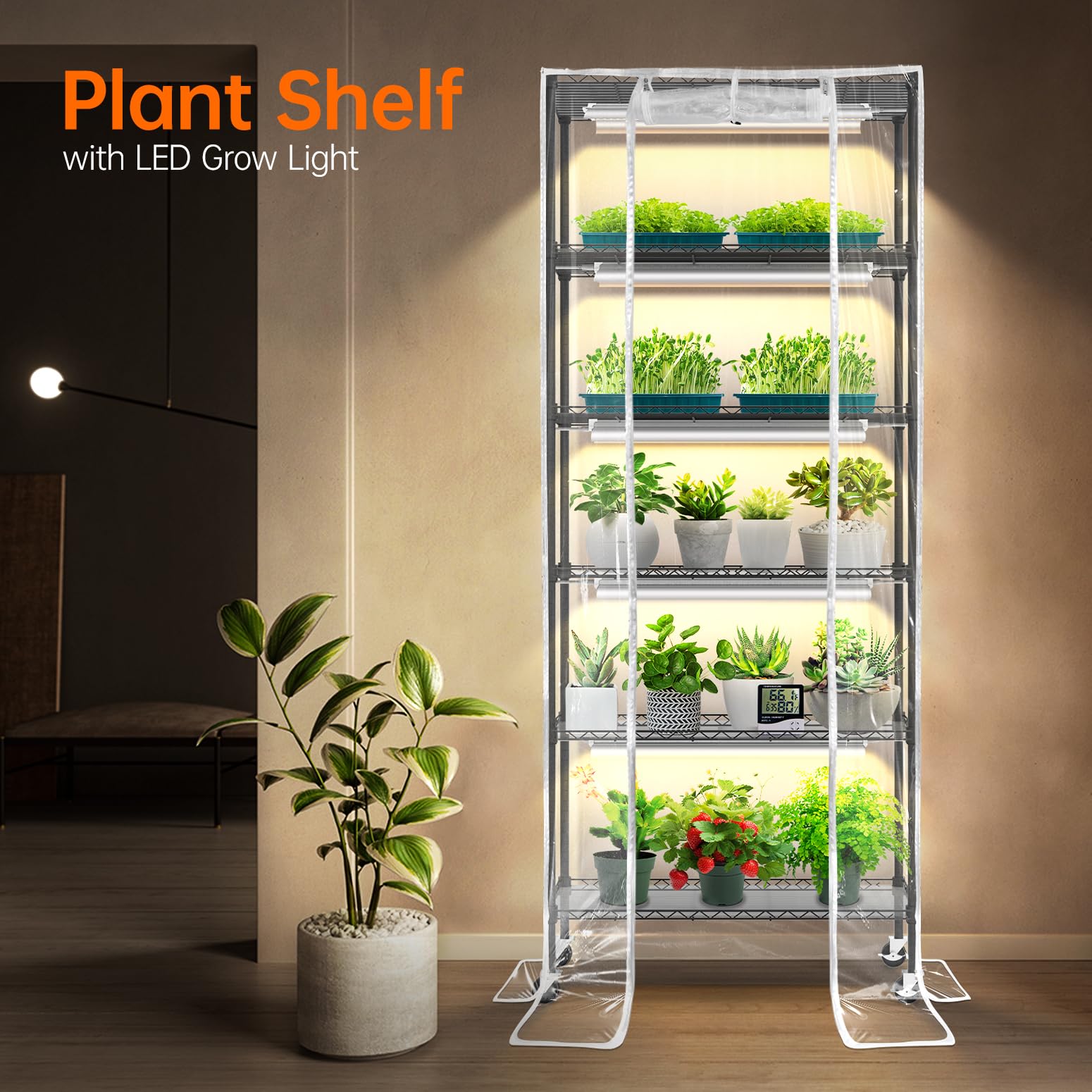 Bstrip 6-tier plant shelf maximizes vertical indoor gardening space.