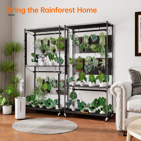 Bstrip spacious shelves with waterproof mats aid easy watering and maintenance.