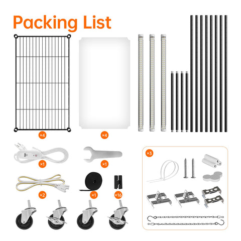 Bstrip storage belt and accessory kit included with the grow light shelf