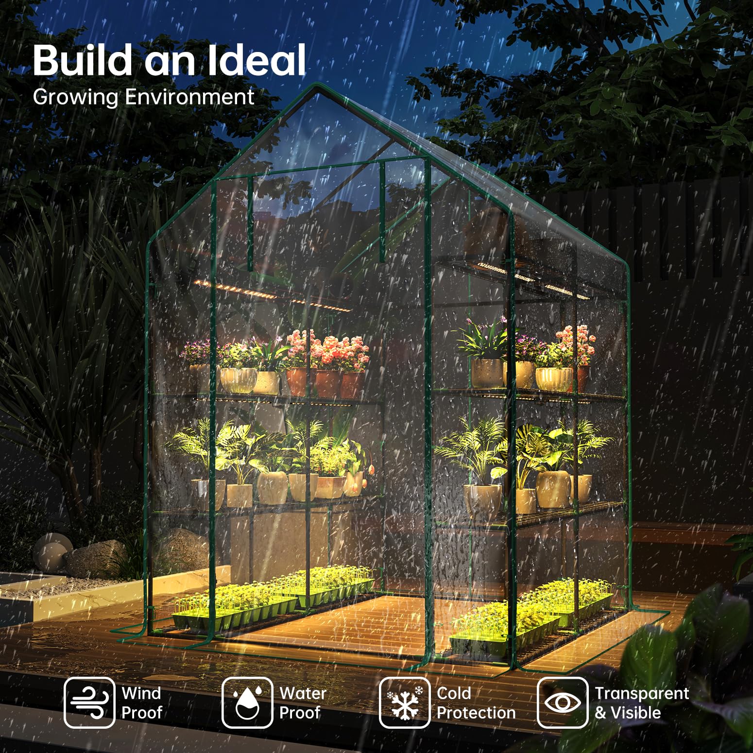 Bstrip Walk In Greenhouse dimmable lights with timer for convenience