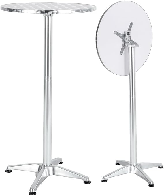 BTEXPERT aluminum round table top with flip mechanism for flexible seating.