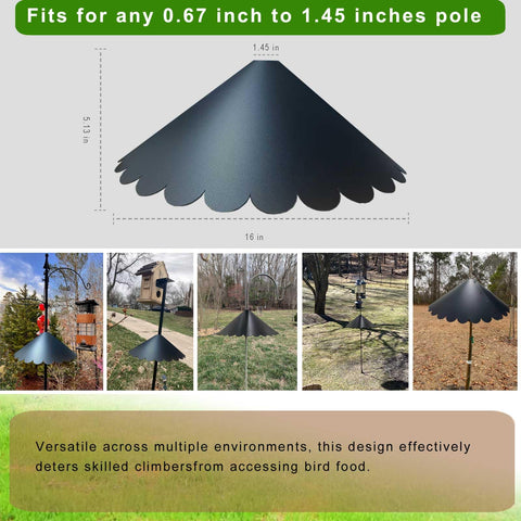 BTFCROCHOOK wraparound guard on an outdoor shepherds hook protects feeders.