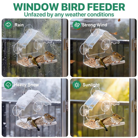 BTFSZ weather-tough window bird feeder withstands extreme temperatures