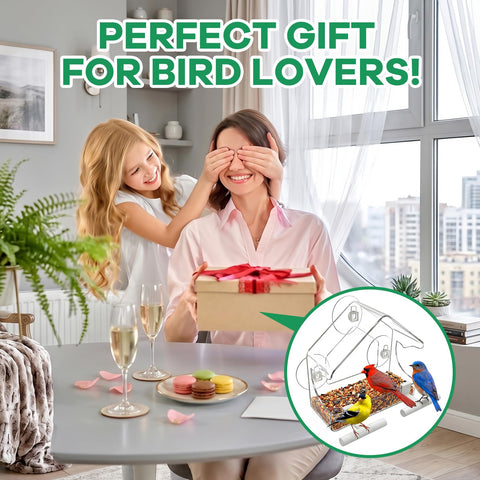 BTFSZ wide-view acrylic window bird feeder offers angle-free viewing